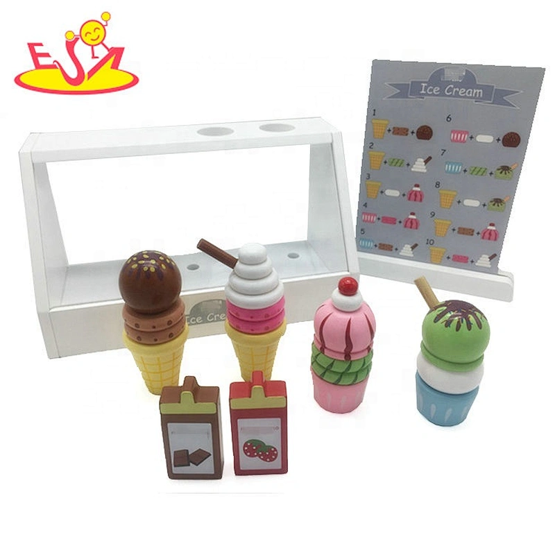 2019 Most popular simulation play wooden ice cream cone toy for children W10B312