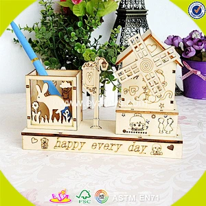 wholesale kids music box wooden brush pot popular children wooden brush pot W02A032