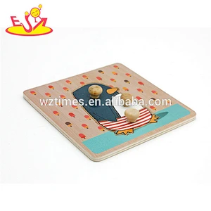 Wholesale lovely kindergarten toy wooden animal shape peg puzzle toy for kids W14M104
