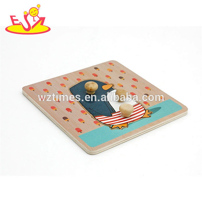 Wholesale lovely kindergarten toy wooden animal shape peg puzzle toy for kids W14M104