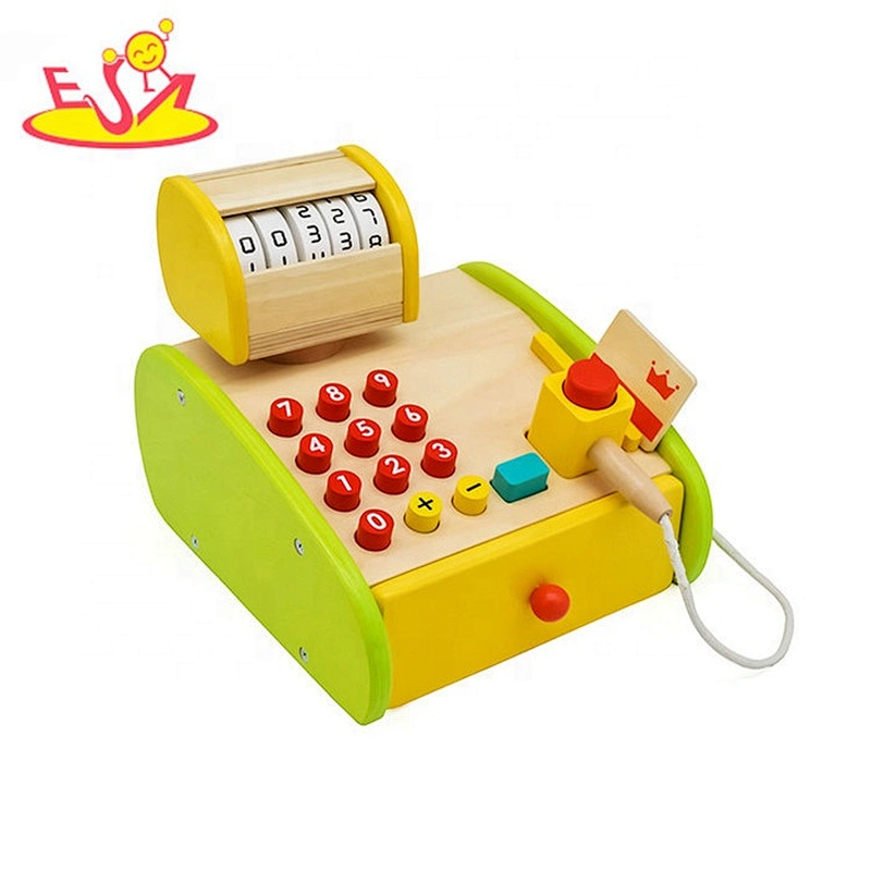 2019 New design children mini wooden cashier toy for pretend play W10A097