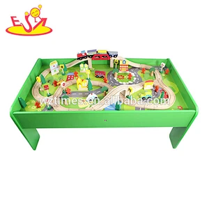 wholesale most popular 90 pieces educational toy wooden model train W04C040