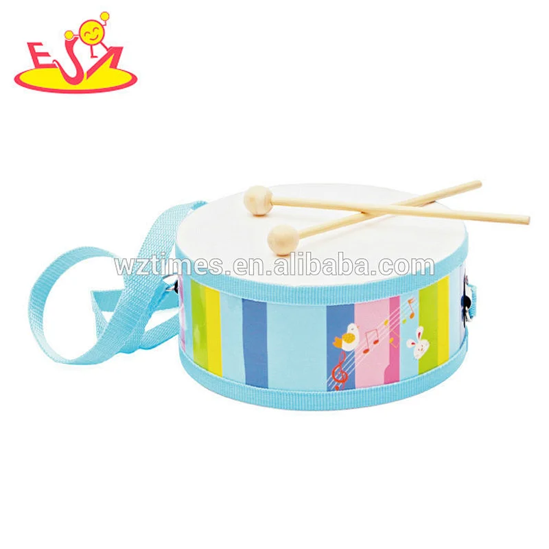 Promotional lovely kids wooden mini toy drum set with 2 sticks W07J040