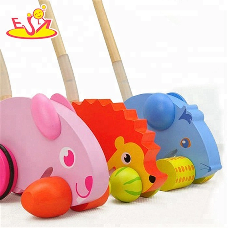 Wholesale animals style wooden push toy walker for kids W05A006
