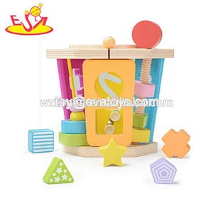 New design mushroom house wooden toys educational multi-functional toys with blocks W12D097