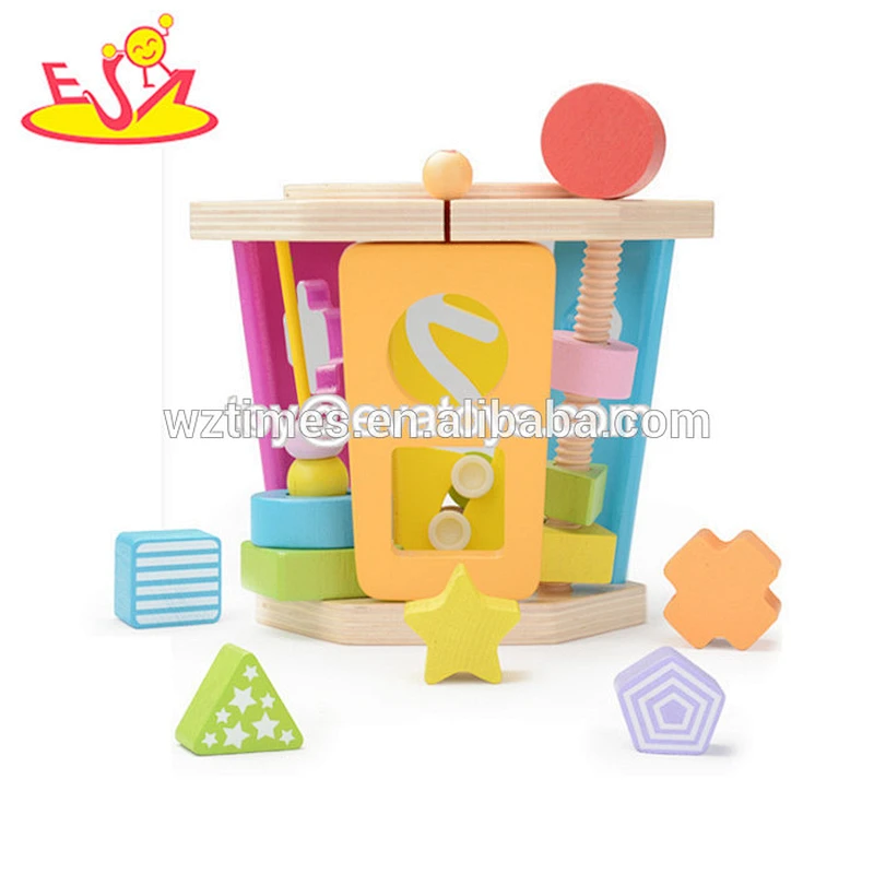 New design mushroom house wooden toys educational multi-functional toys with blocks W12D097