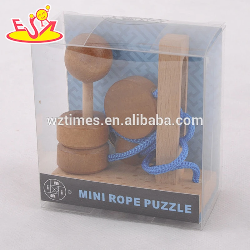 Wholesale most popular educational diy wooden rope puzzle toy for kids W11C022