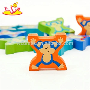 New design monkey shape wooden toy bricks for kids W13B040