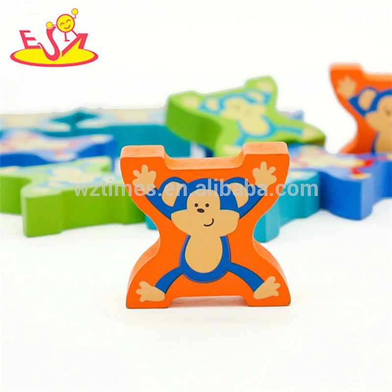 New design monkey shape wooden toy bricks for kids W13B040