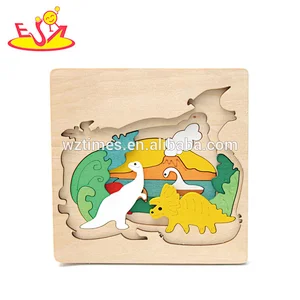 New hottest multi color 3d zoo jigsaw wooden animal puzzle for children W14C250