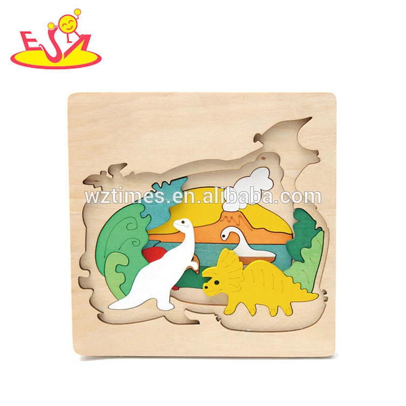 New hottest multi color 3d zoo jigsaw wooden animal puzzle for children W14C250