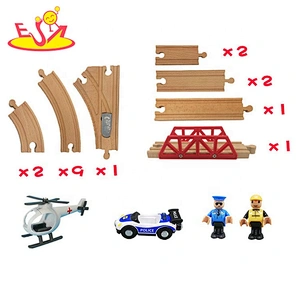 2019 New arrival 46 pieces diy wooden train tracks toys for kids W04C185