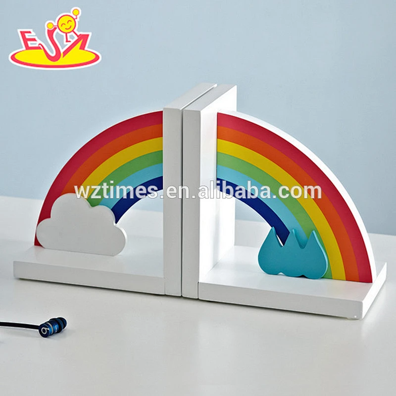 2018 wholesale kids wooden rainbow bookends new design children wooden rainbow bookends nursery wooden rainbow bookends W08D065