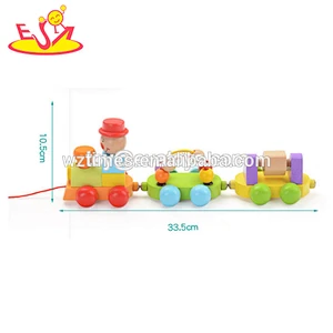 Wholesale best wooden pull blocks train toy for children W05C086