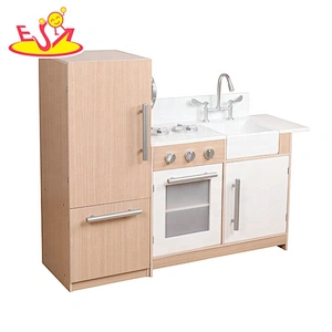 New arrival brown wooden play kitchen set for role play W10C480