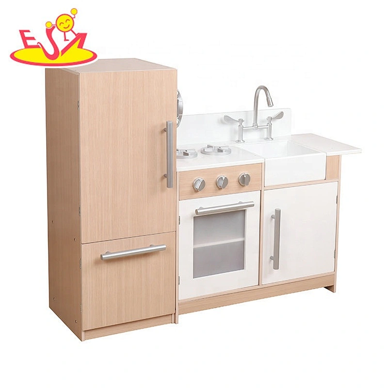 New arrival brown wooden play kitchen set for role play W10C480