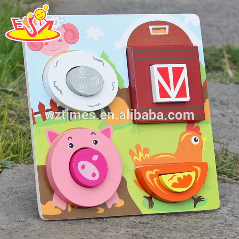2018 New design baby wooden puzzle toy kids farm animals wooden puzzle toy top fashion wooden children puzzle toy W14D025