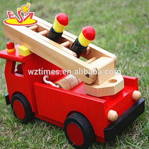 wholesale funny engine wooden fire truck toy for kids W04A267