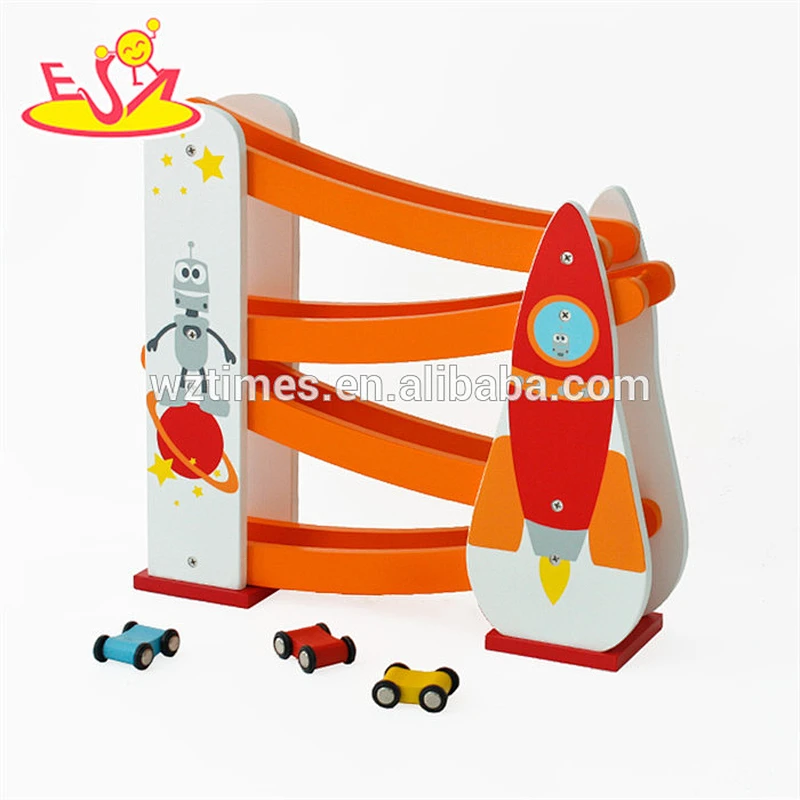 Wholesale mini car ramp wooden car slide rail toy for children W04E057