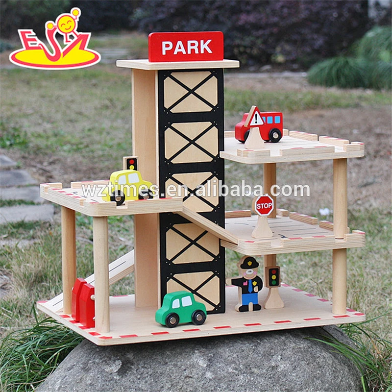2018 wholesale boys wooden garage for toy cars new design kids wooden garage for toy cars best child garage for toy cars W04B051