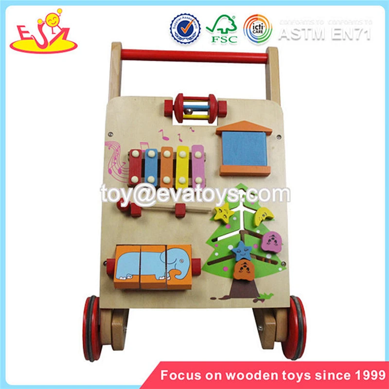 Wholesale children learning walk wooden baby stroller top quality wooden baby stroller W08J002