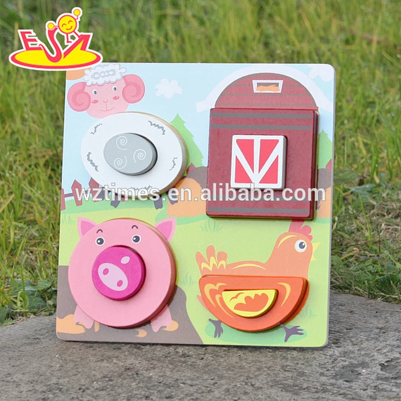 2018 New design baby wooden puzzle toy kids farm animals wooden puzzle toy top fashion wooden children puzzle toy W14D025