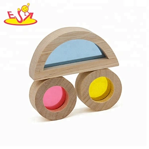 Top fashion 24 PCS diy juguetes de madera de construcción arco iris para niños W13A159