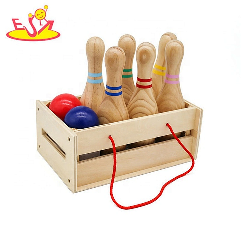 2019 New arrival sports toy wooden kids bowling set for wholesale W01D022
