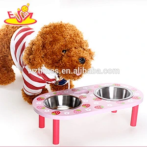 Wholesale top fashion wooden lovely pet food bowl for sale W06F013