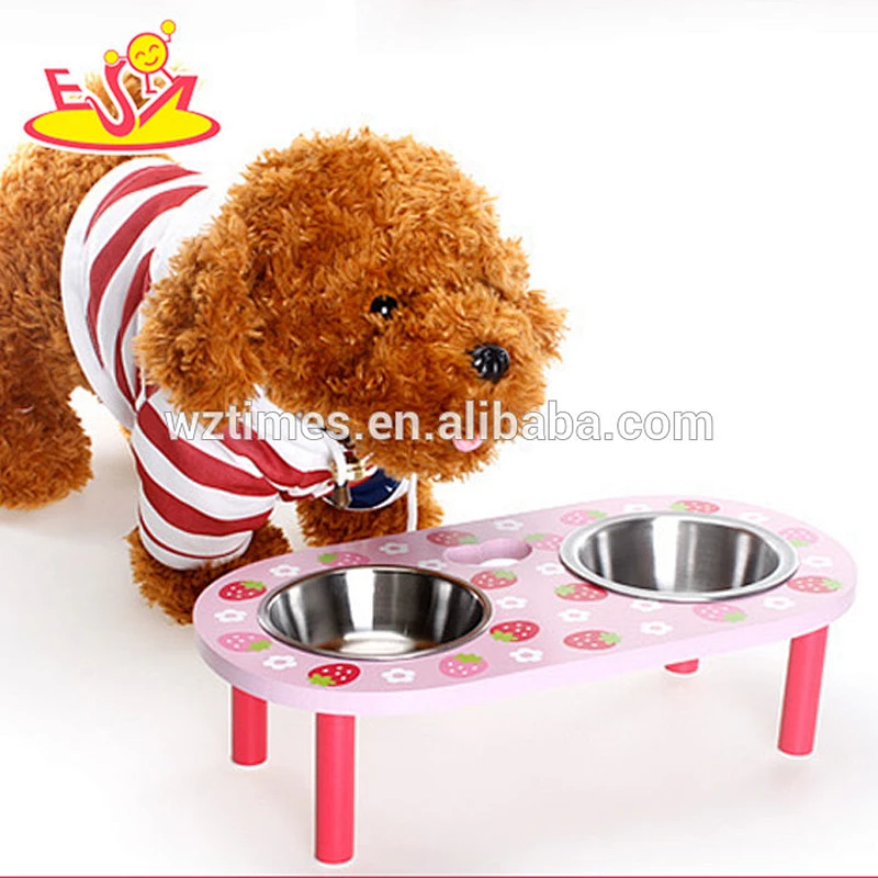 Wholesale top fashion wooden lovely pet food bowl for sale W06F013
