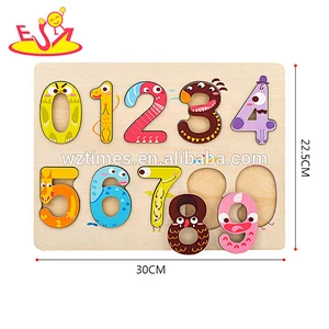 Wholesale educational toy wooden 123 puzzle for baby learning 0-9 W14B091