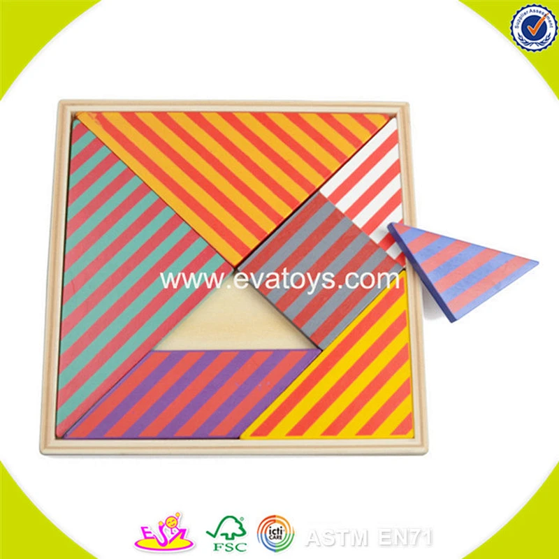 Wholesale interesting kids wooden tangram game customize children wooden tangram game W11D008