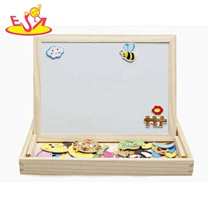 Top sale multifunction kids wooden magnetic puzzle with whiteboard W12B138