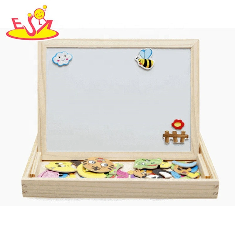 Top sale multifunction kids wooden magnetic puzzle with whiteboard W12B138