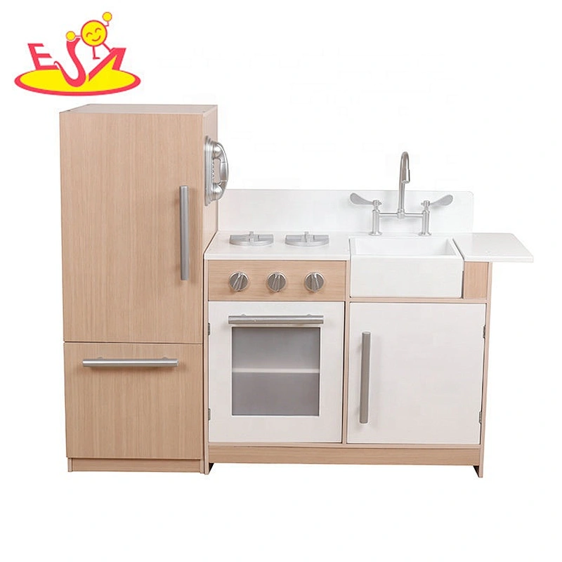 New arrival brown wooden play kitchen set for role play W10C480