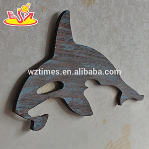 2018 New design home decorations wooden wall hanging top fashion whale shape wooden wall hanging W09D016