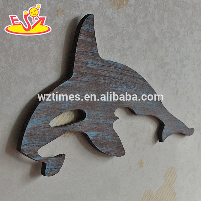 2018 New design home decorations wooden wall hanging top fashion whale shape wooden wall hanging W09D016