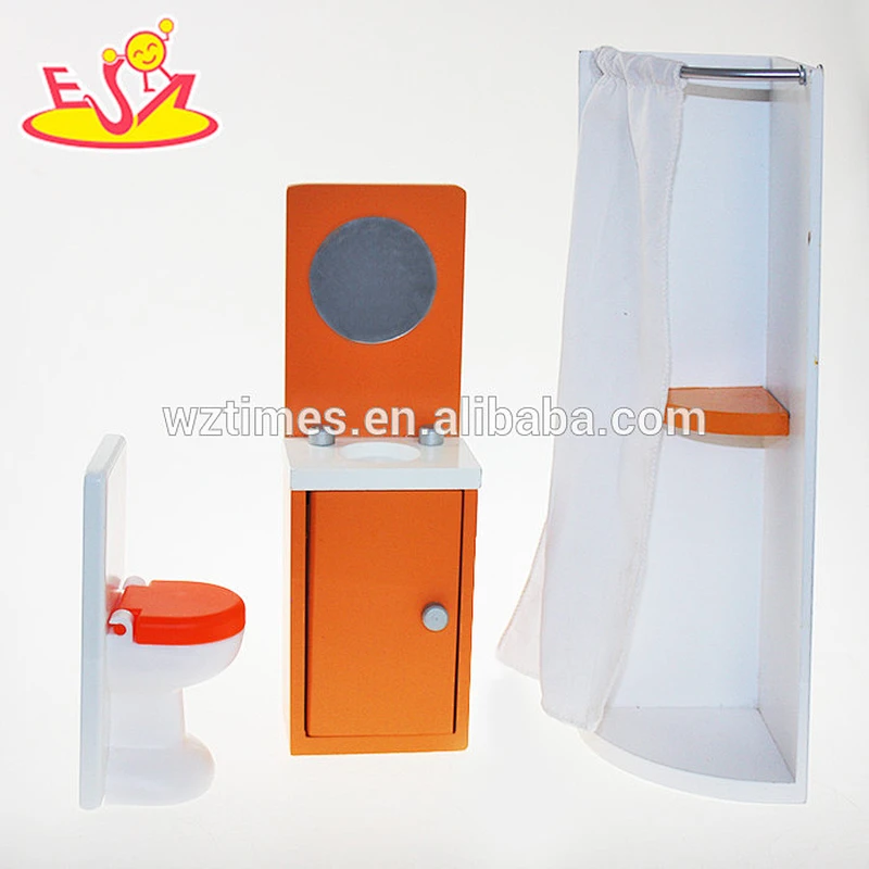 Wholesale fashionable baby wooden bathroom furnitures toy mini dollhouse furnitures toy W06B030