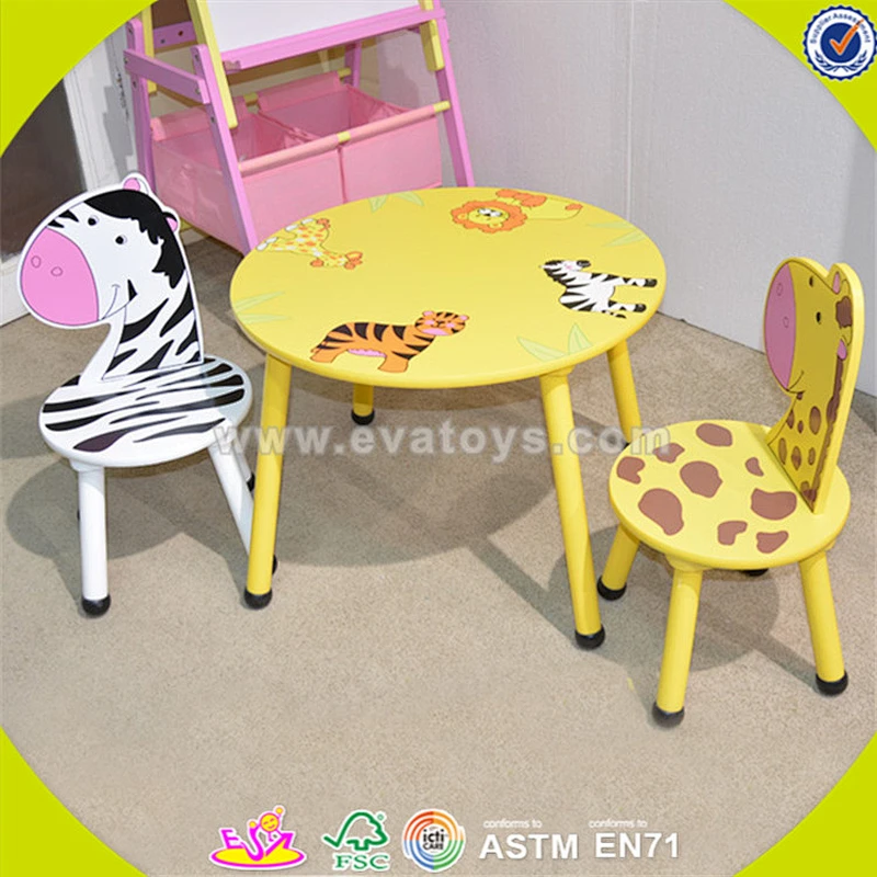 wholesale animals shape wooden table and 2 chairs,cute kids wooden table and 2 chairs,top animals table and 2 chairs W08G140