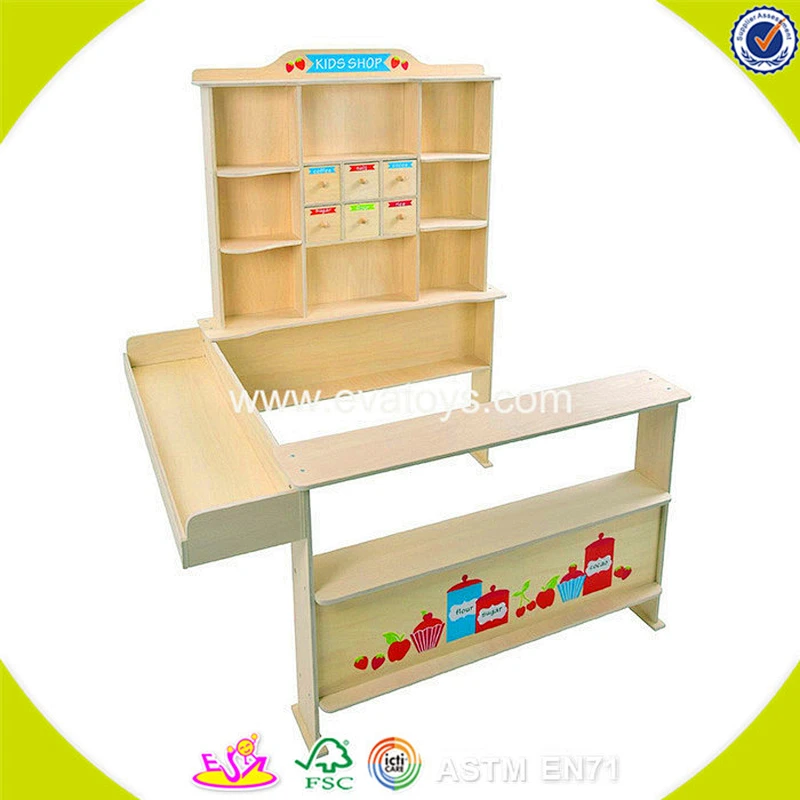 wholesale educational wooden kids supermarket toy for role play W10A055