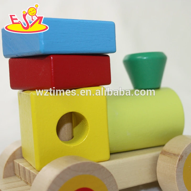 2018 wholesale baby wooden train block funny kids wooden train block new fashion children wooden train block W04A261