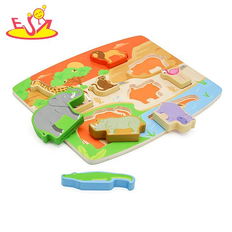 2019 Top fashion educational 3d wooden animal puzzles for kids W14D091