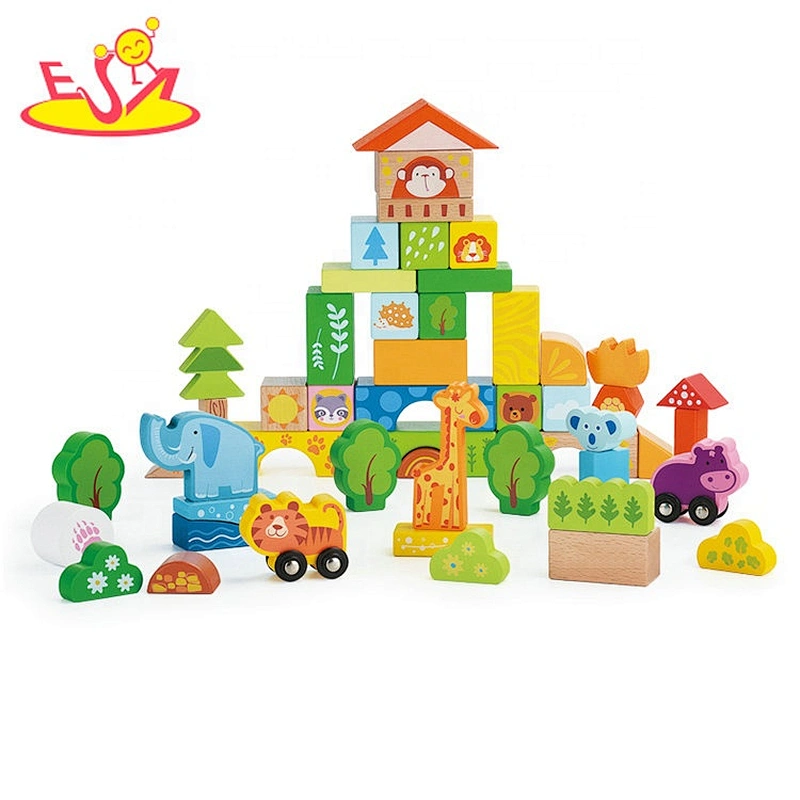 high quality 60PCS educational wooden mini building blocks for wholesale W13A167