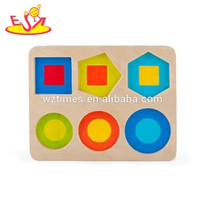wholesale preschool teaching set wooden geometric blocks baby toys W12F025