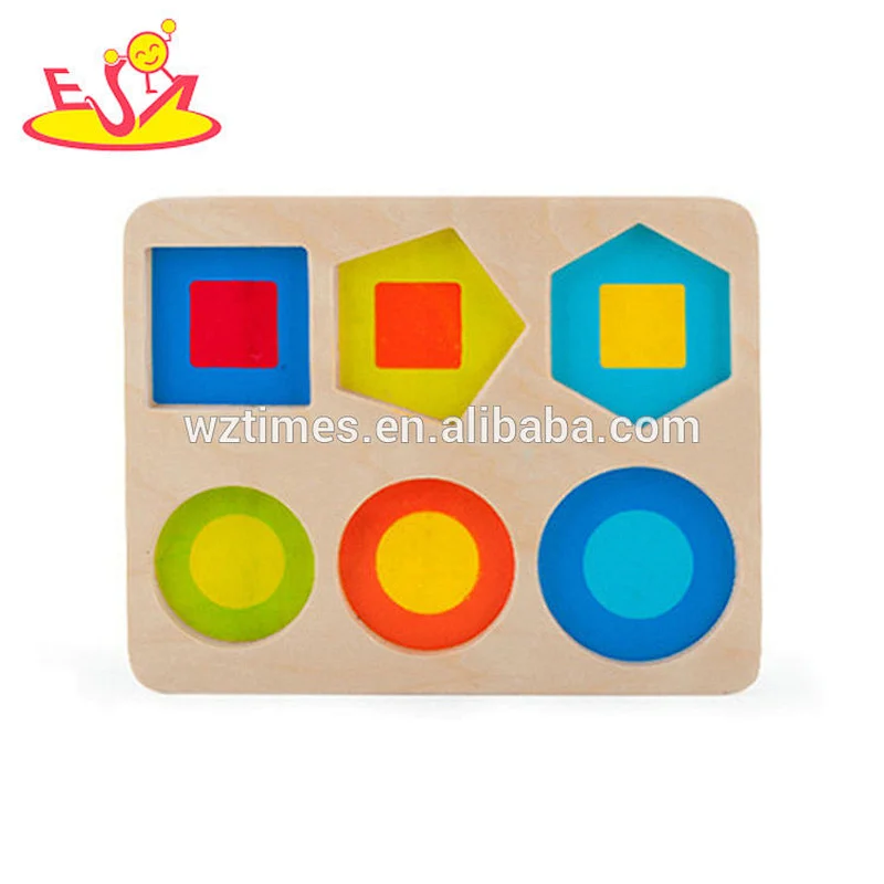 wholesale preschool teaching set wooden geometric blocks baby toys W12F025