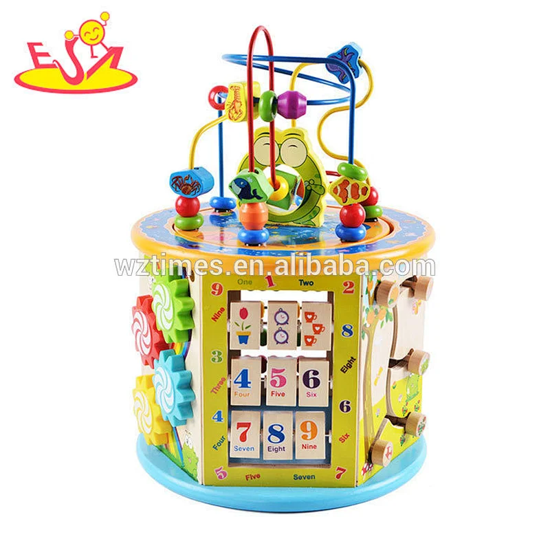 Six Sides Educational Cube Box Game Kindergarten Activity Play Wooden Baby Cube Toy W11B153