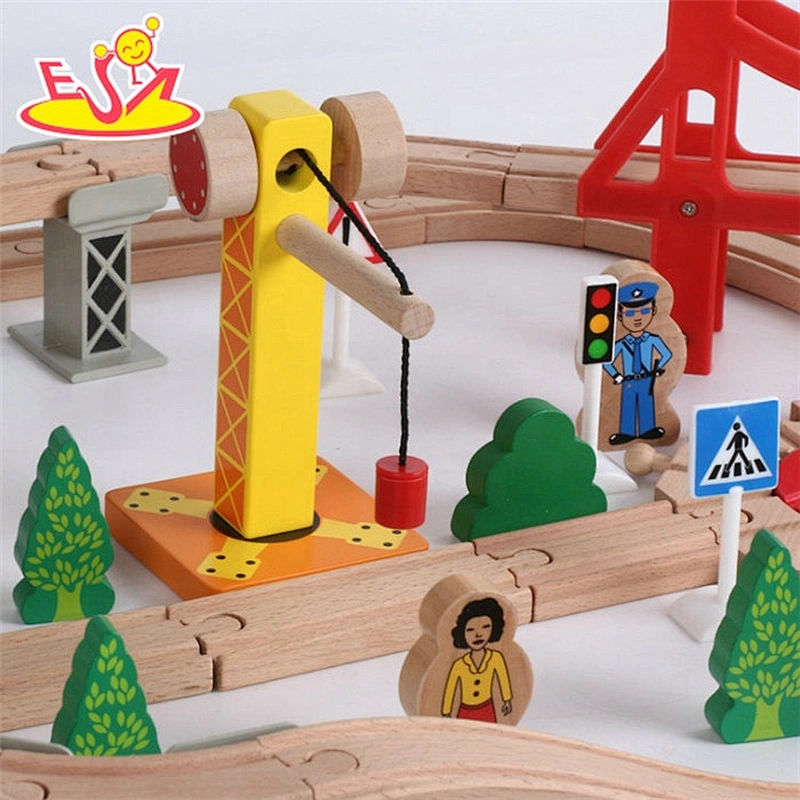 Promotion educational 100PC wooden train set for children W04C174