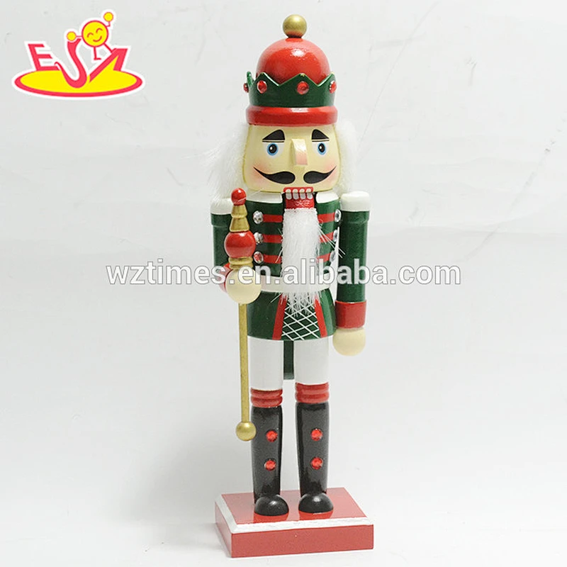 Wholesale attractive wooden nutcracker ornament toy with drum for holiday decoration W02A197