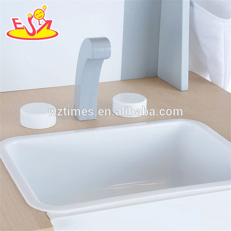 Venta al por mayor nuevo producto niños de madera blanco cocina juguete creativo bebé madera blanco cocina juguete W10C278