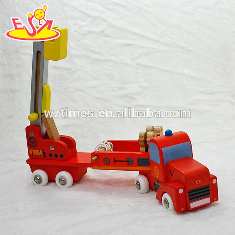 wholesale new design children wooden fire pumper for sale W04A184
